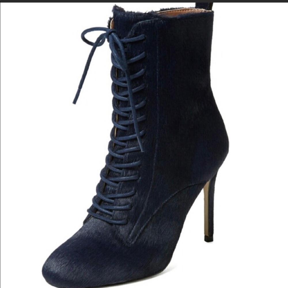 Renvy, Lace up Bootie, Navy, 8.5.